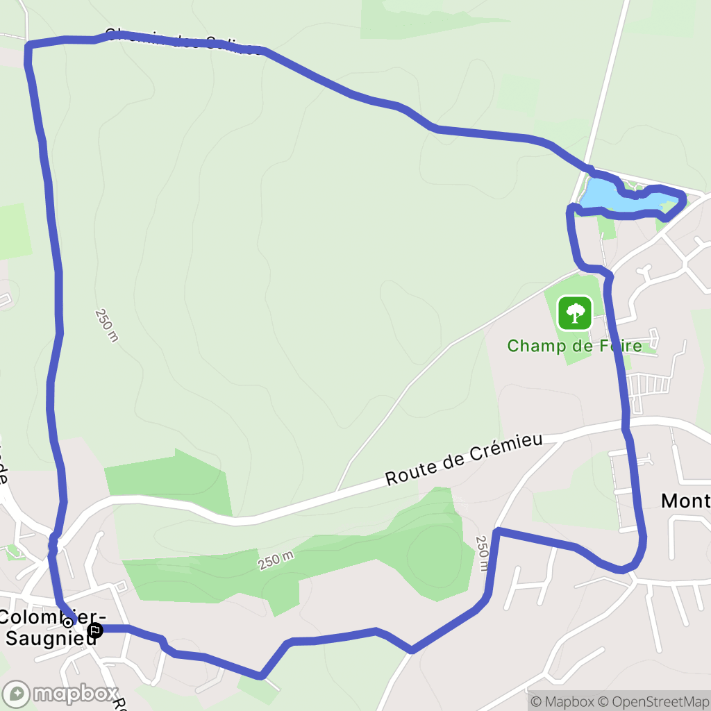 Colombier-Saugnieu : carte du parcours de randonnée - France