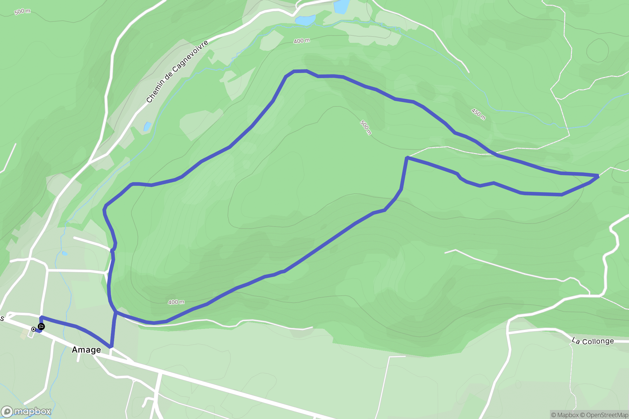 Amage : carte du parcours de randonnée - France