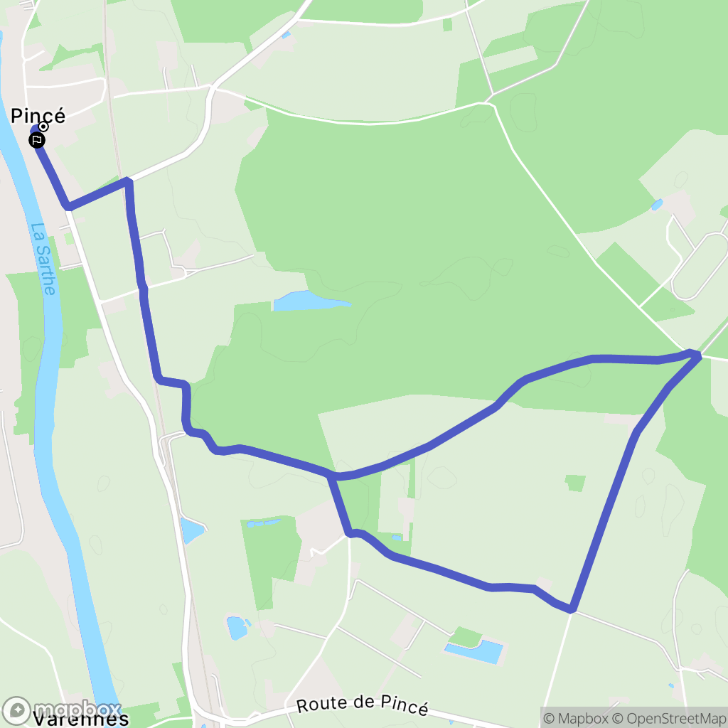 Pincé : carte du parcours de randonnée - France