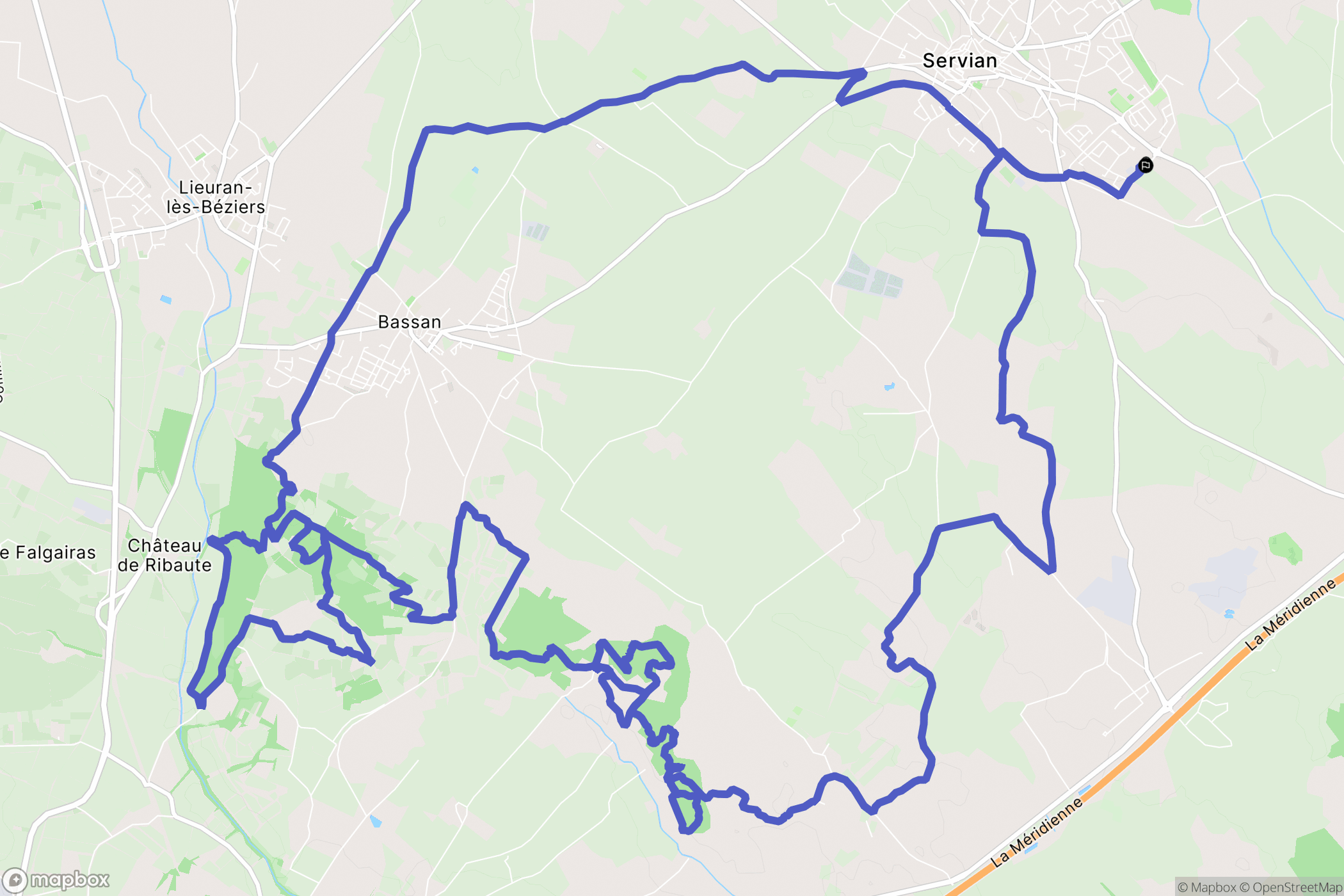 Servian : carte du parcours de randonnée - France