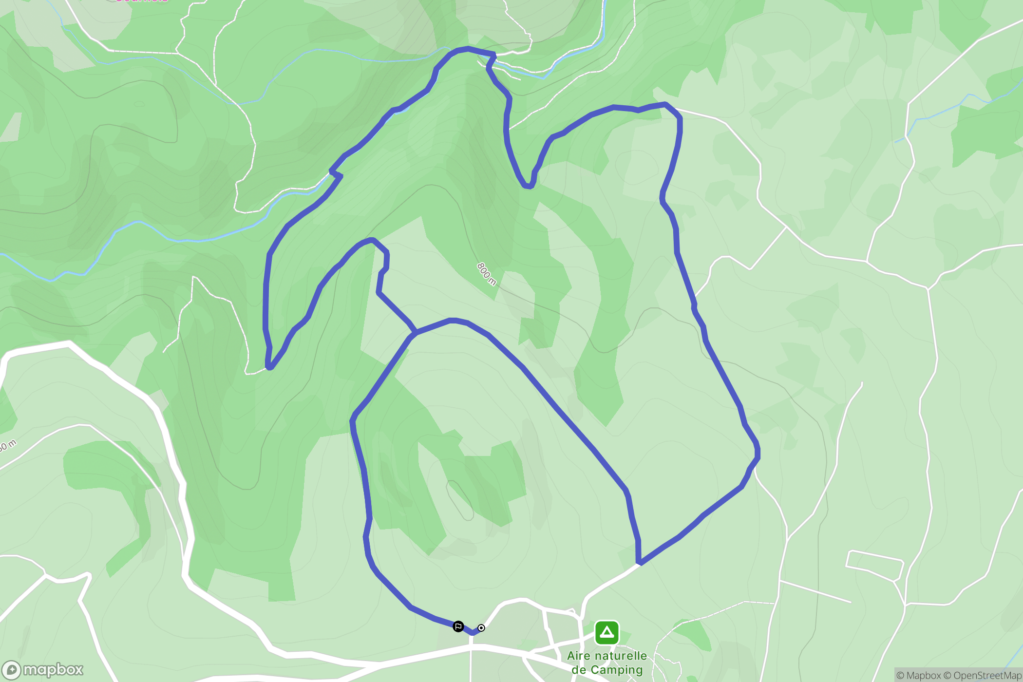 Olloix : carte du parcours de randonnée - France