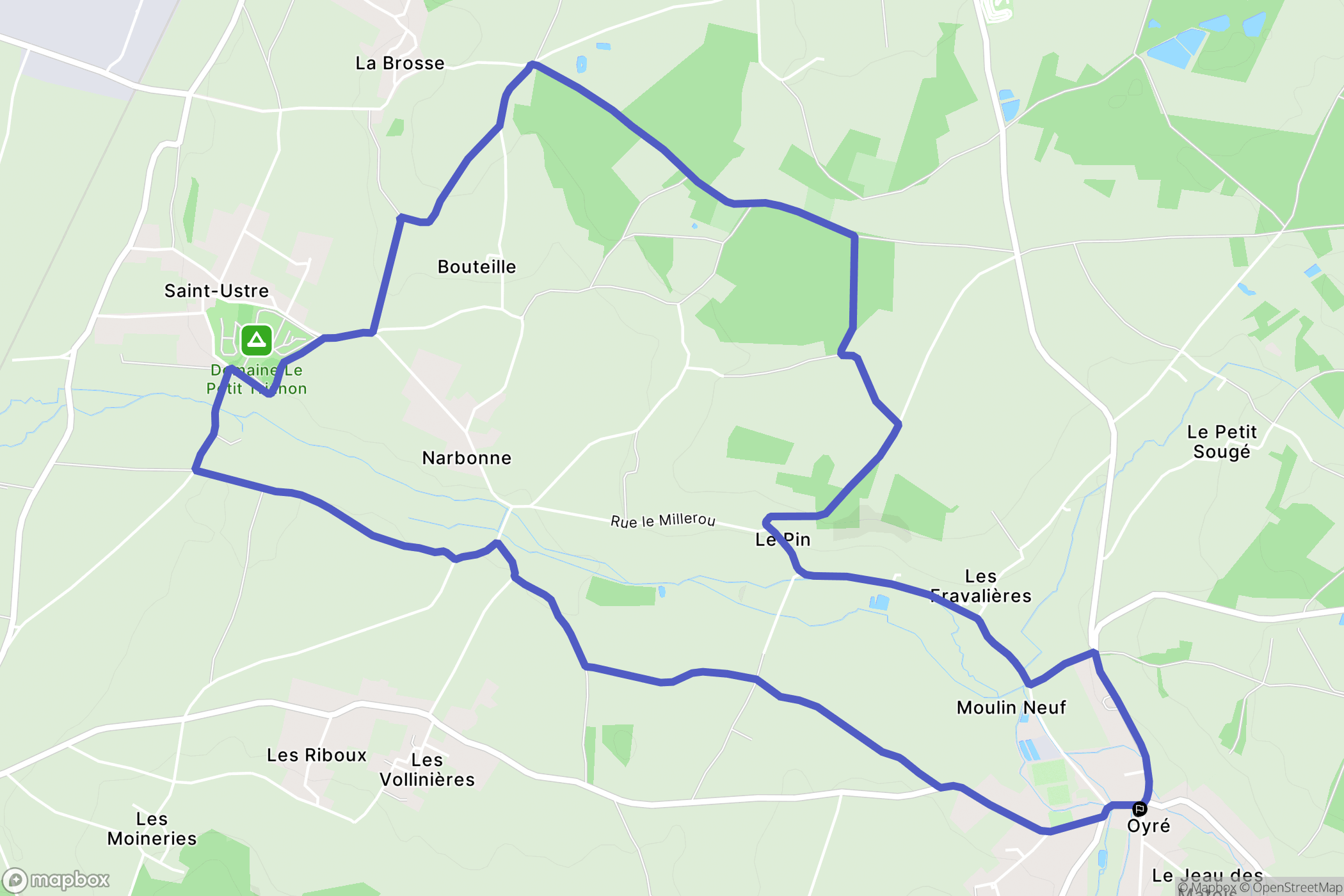 Oyré : carte du parcours de randonnée - France
