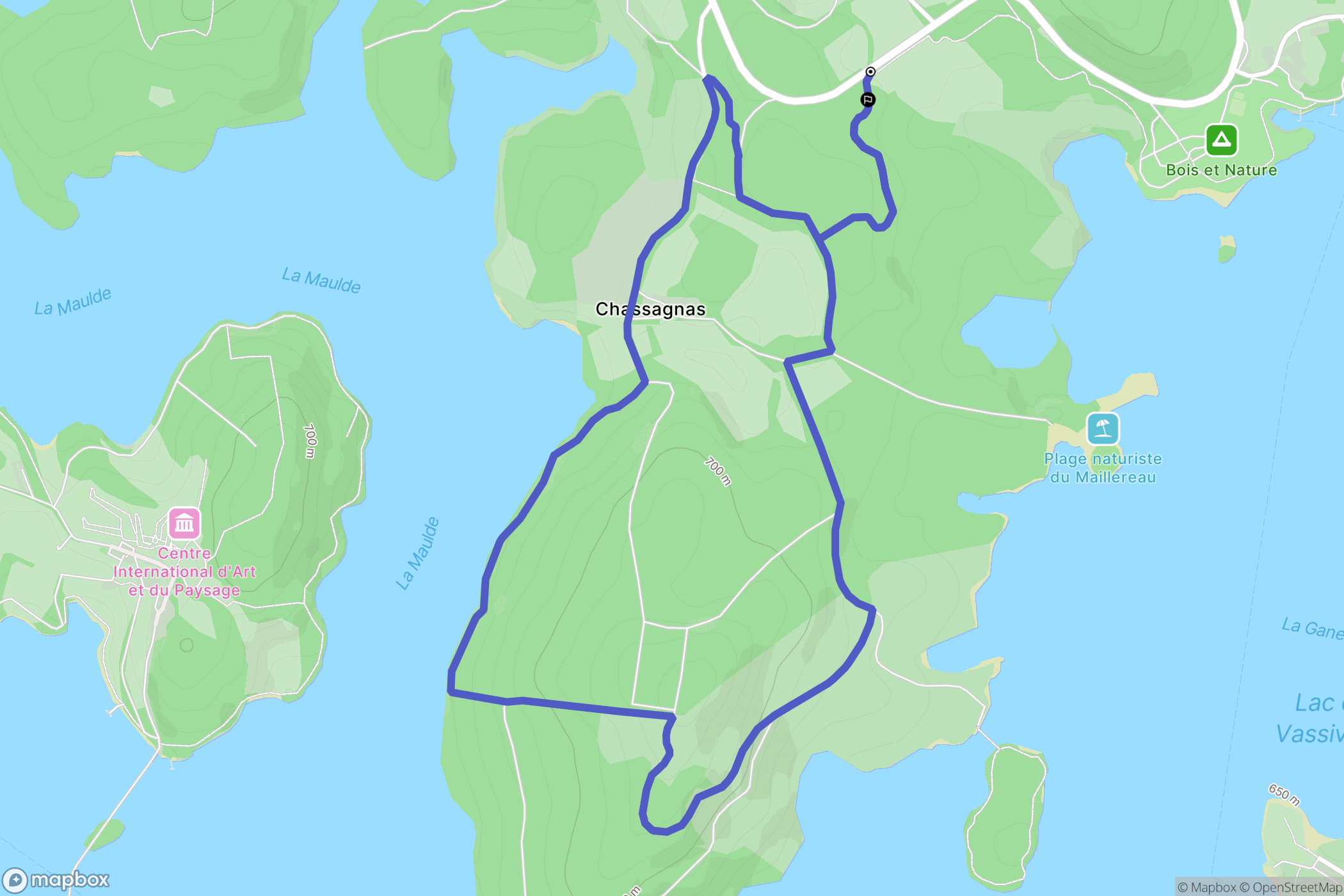 Royère-de-Vassivière : carte du parcours de randonnée - France