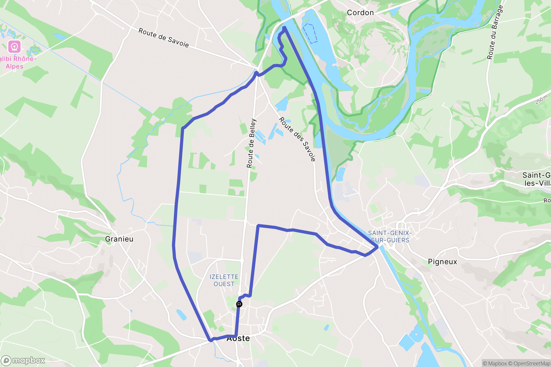 Aoste : carte du parcours de randonnée - France