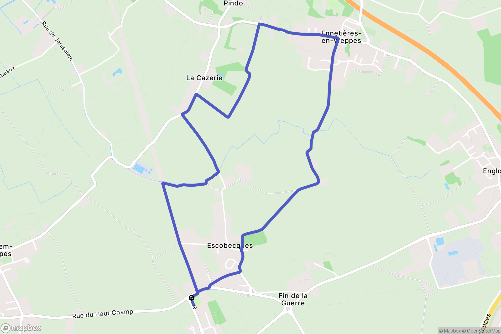 Erquinghem-le-Sec : carte du parcours de randonnée - France