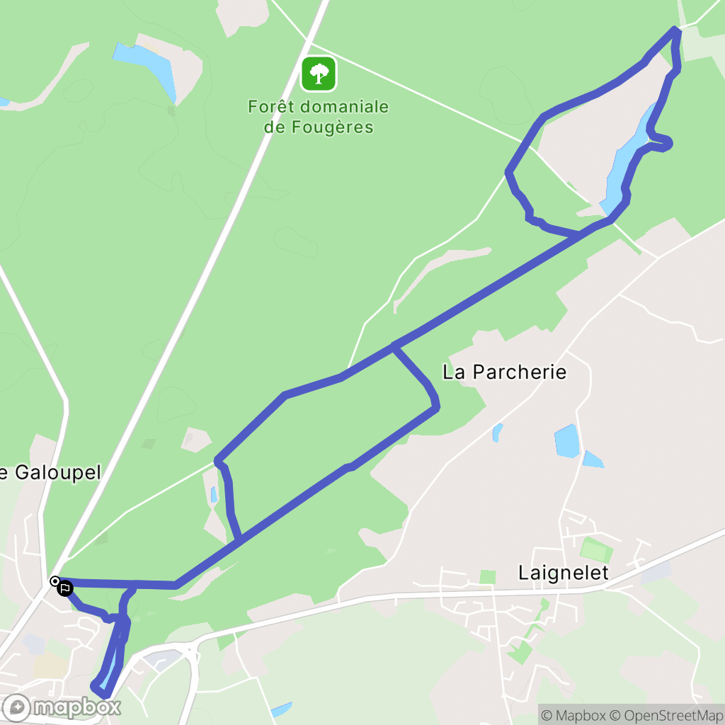Fougères : carte du parcours de randonnée - France