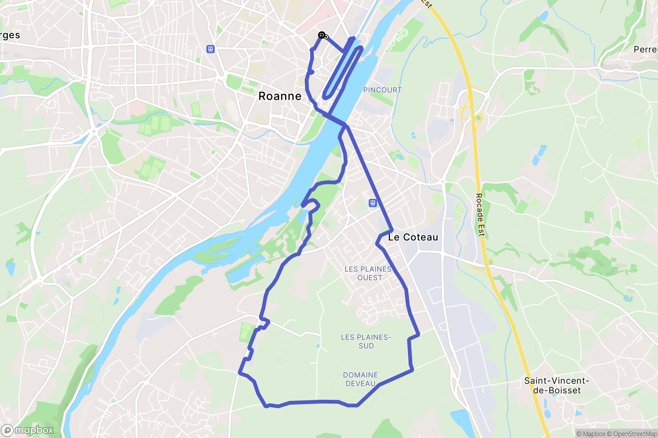 Roanne : carte du parcours de randonnée - France