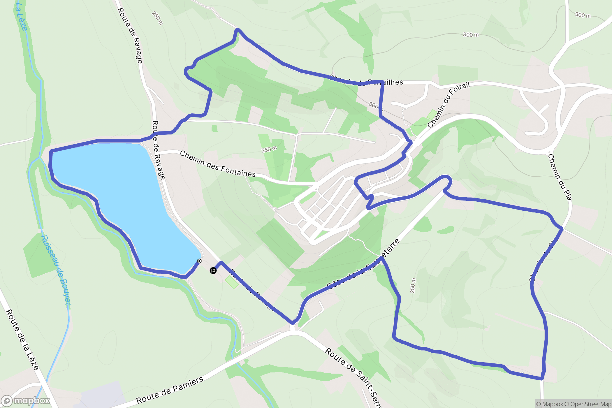 Saint-Ybars : carte du parcours de randonnée - France