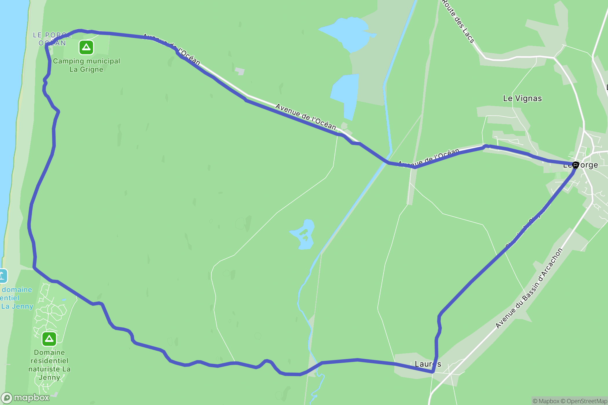 Le Porge : carte du parcours de randonnée - France
