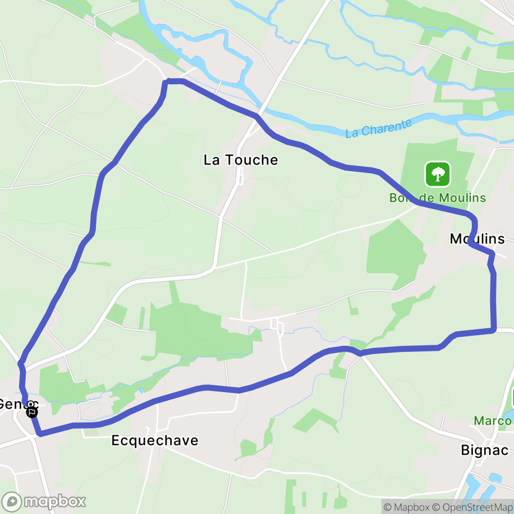 Genac-Bignac : carte du parcours de randonnée - France