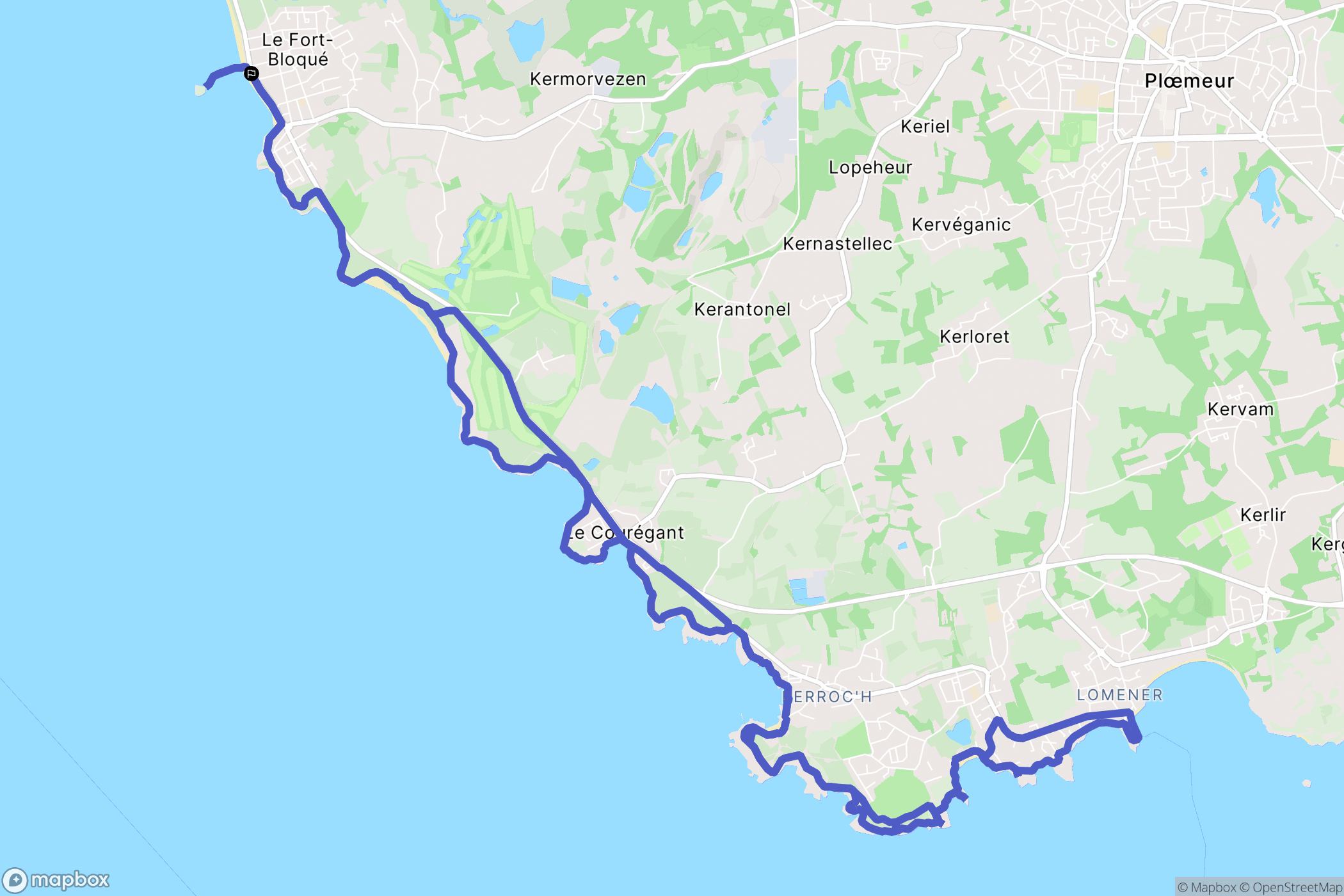 Ploemeur : carte du parcours de randonnée - France