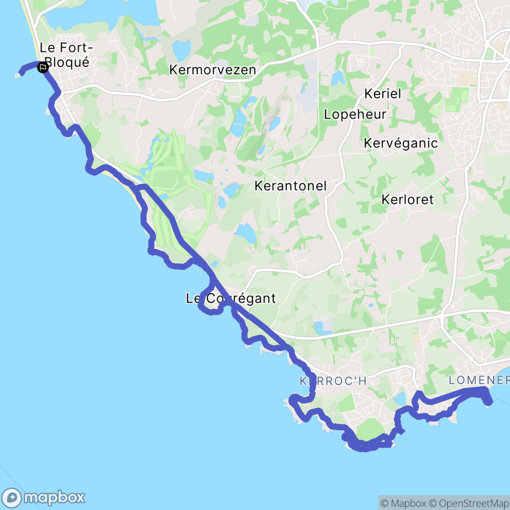 Ploemeur : carte du parcours de randonnée - France