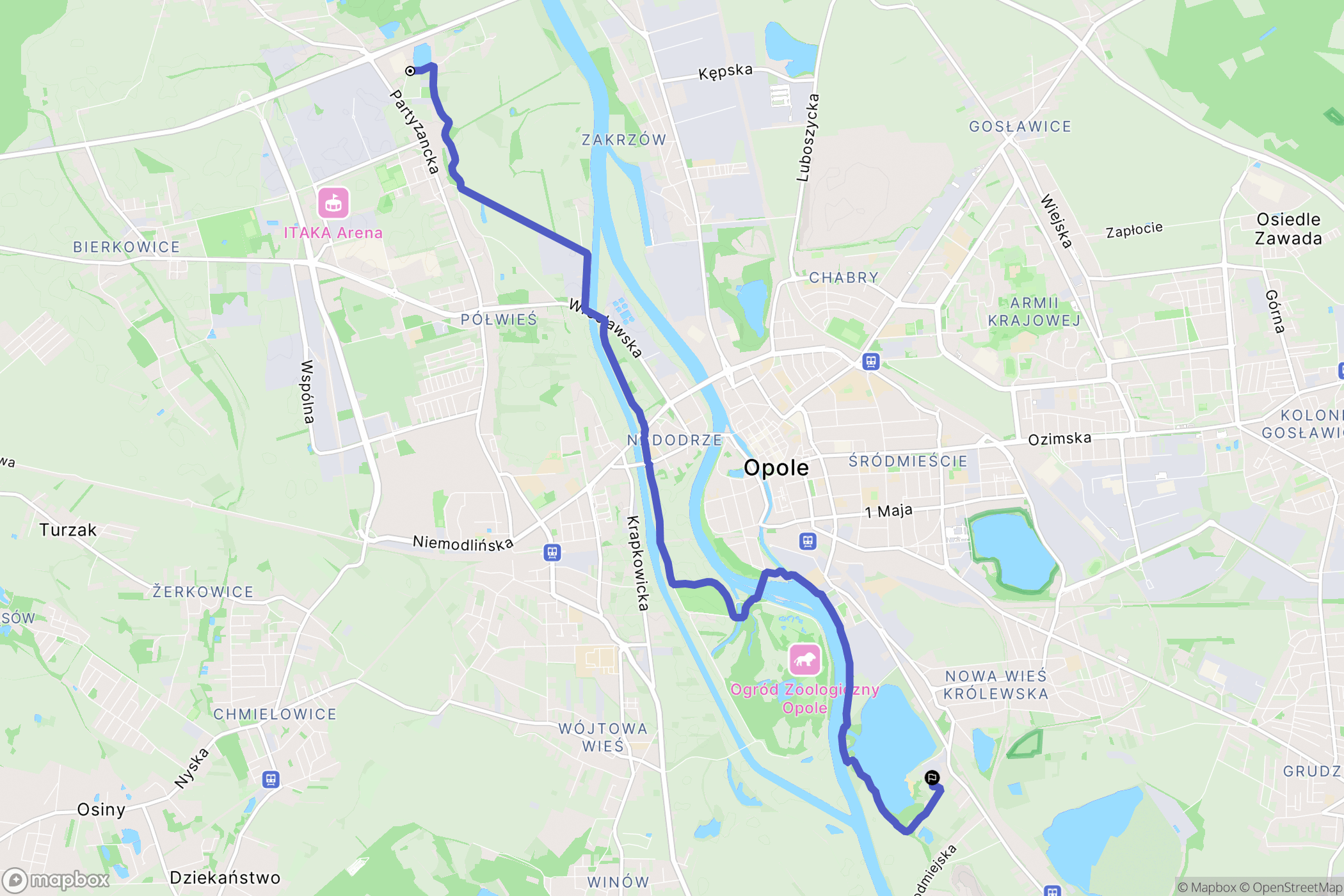 Opole: mapa trasy - Poland