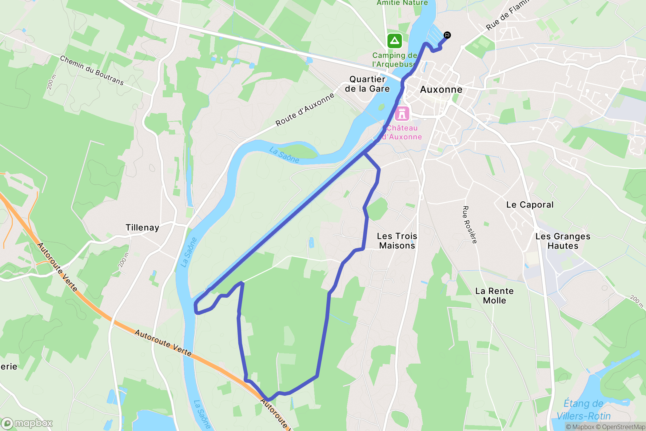 Auxonne : carte du parcours de randonnée - France
