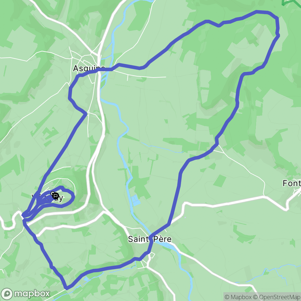 Vézelay : carte du parcours de randonnée - France
