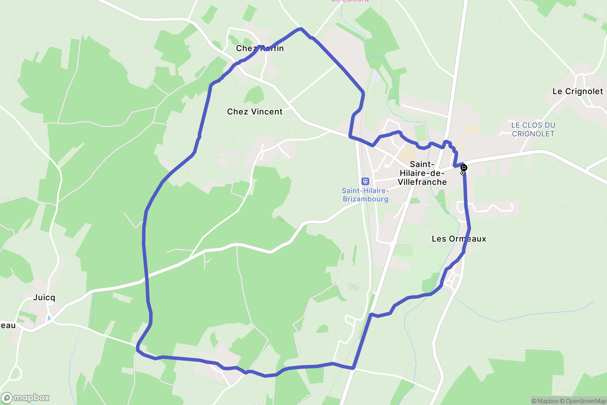 Saint-Hilaire-de-Villefranche : carte du parcours de randonnée - France