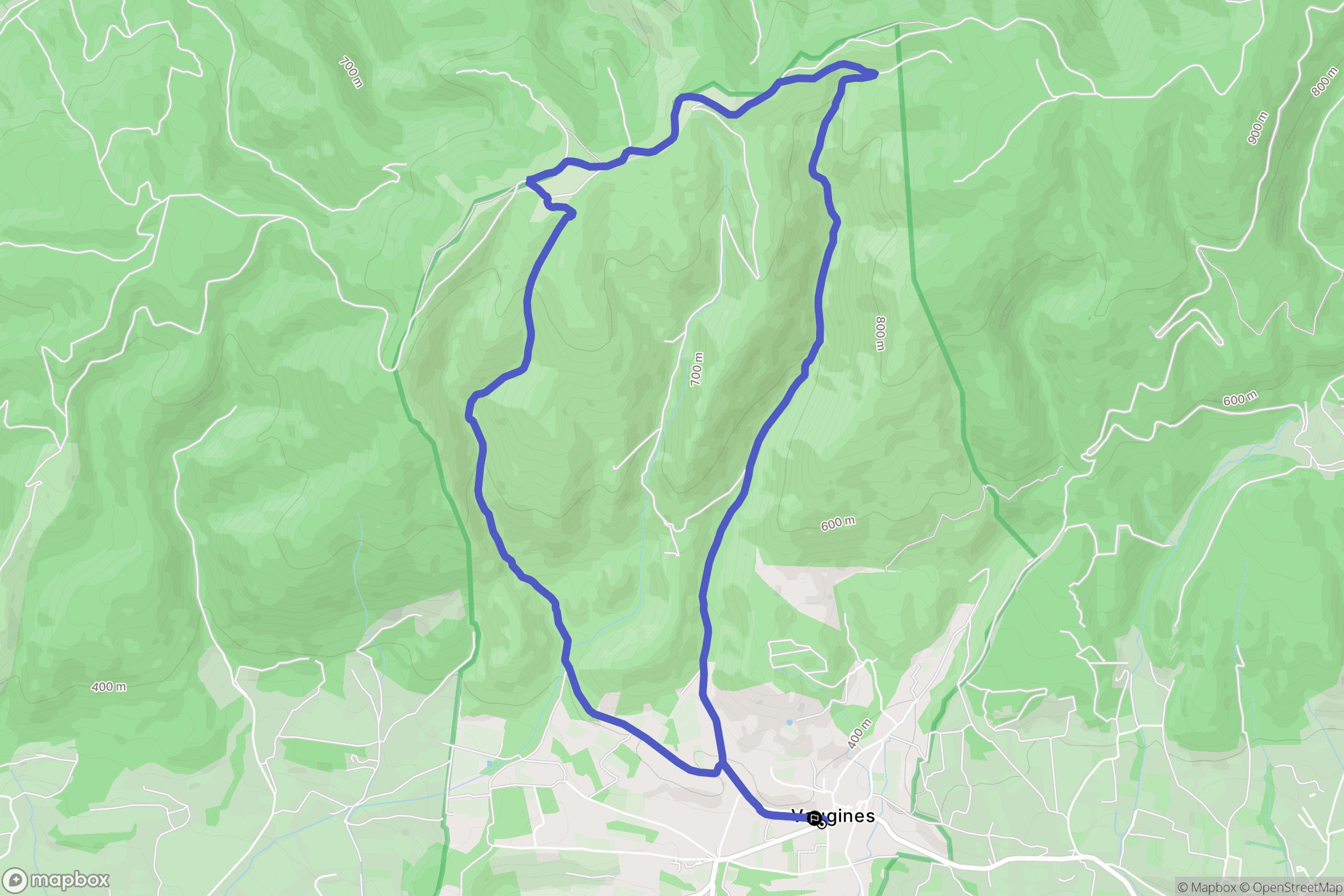 Vaugines : carte du parcours de randonnée - France