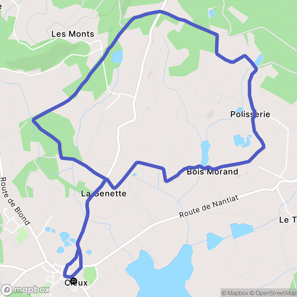 Cieux : carte du parcours de randonnée - France