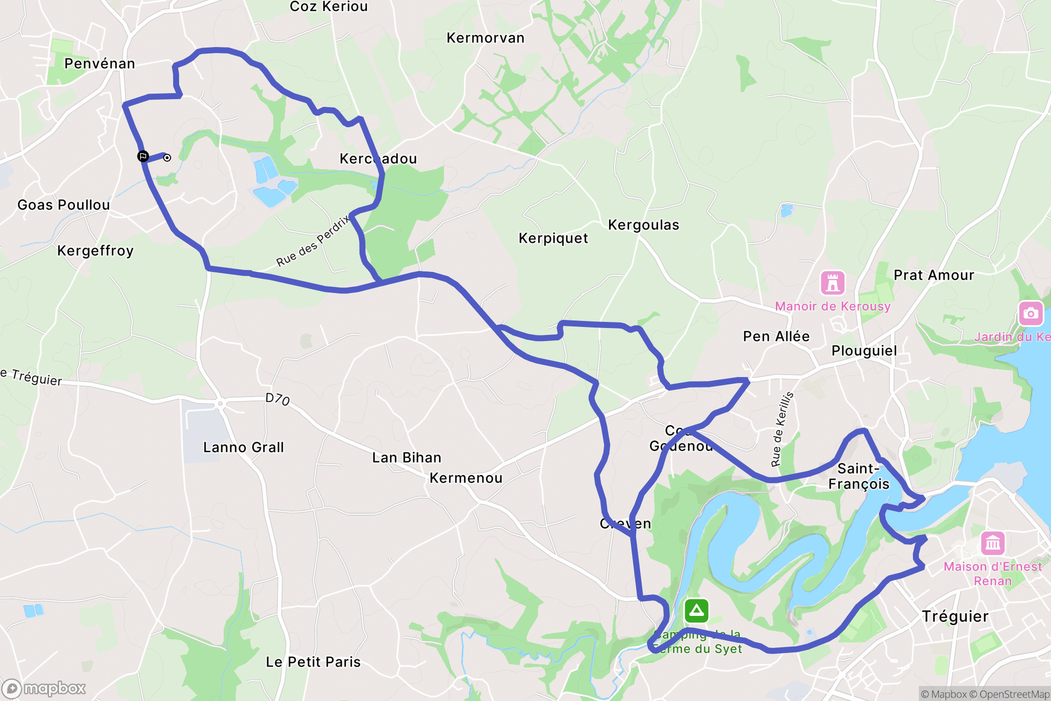 Penvénan : carte du parcours de randonnée - France