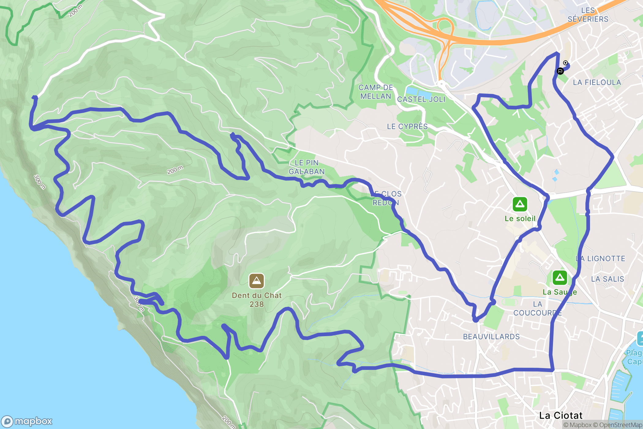 La Ciotat : carte du parcours de randonnée - France