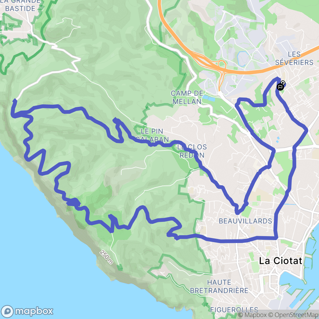 La Ciotat : carte du parcours de randonnée - France