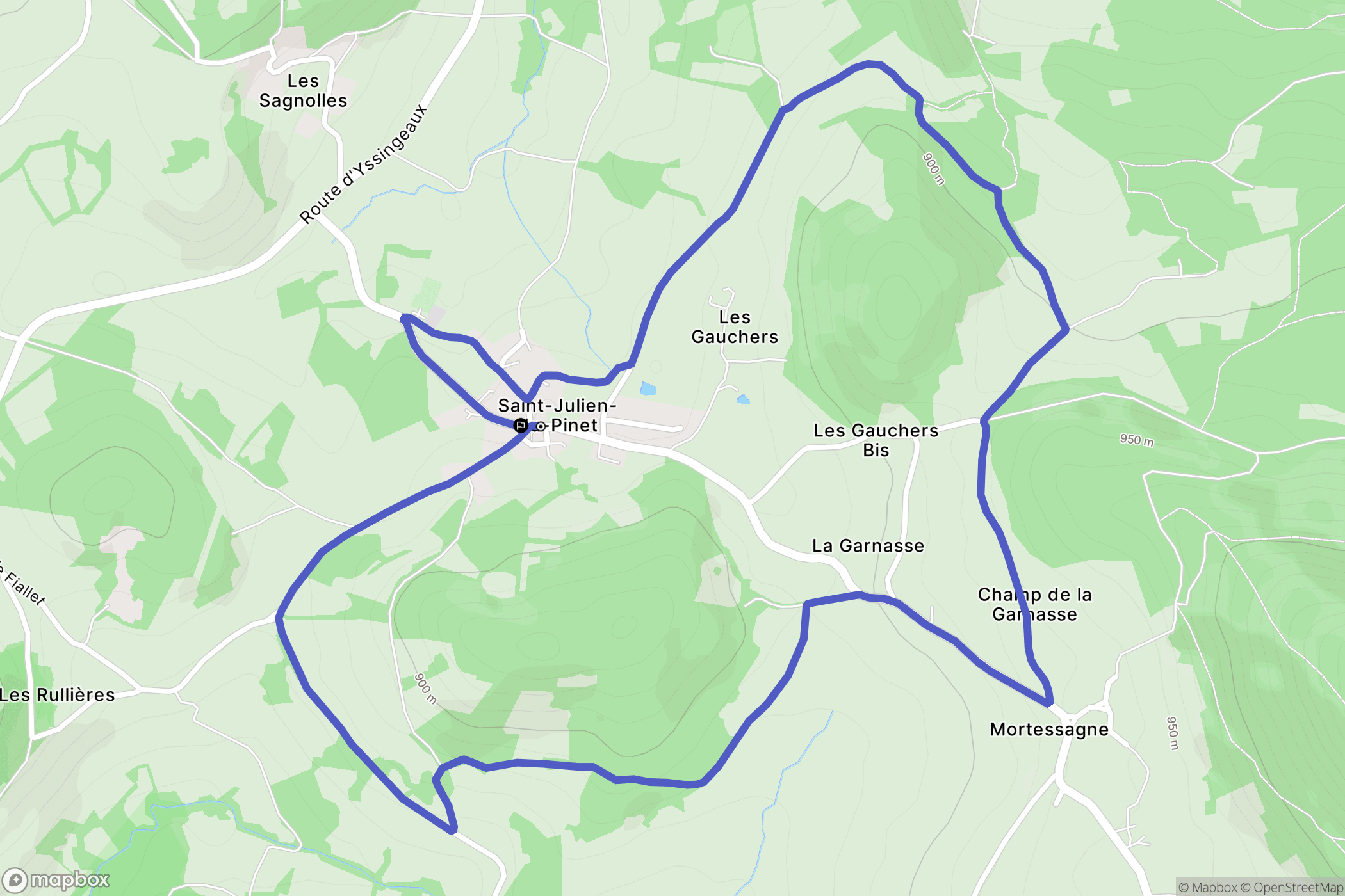 Saint-Julien-du-Pinet : carte du parcours de randonnée - France