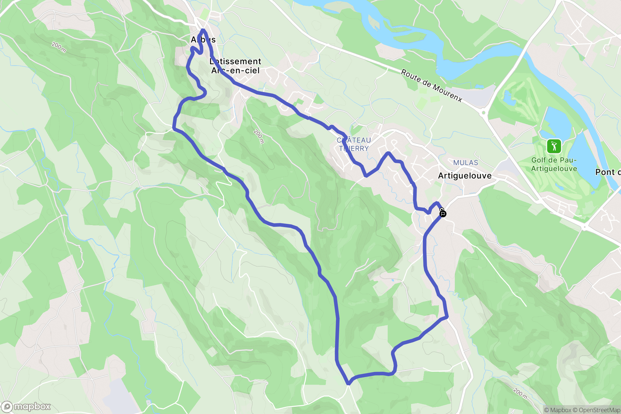 Artiguelouve : carte du parcours de randonnée - France