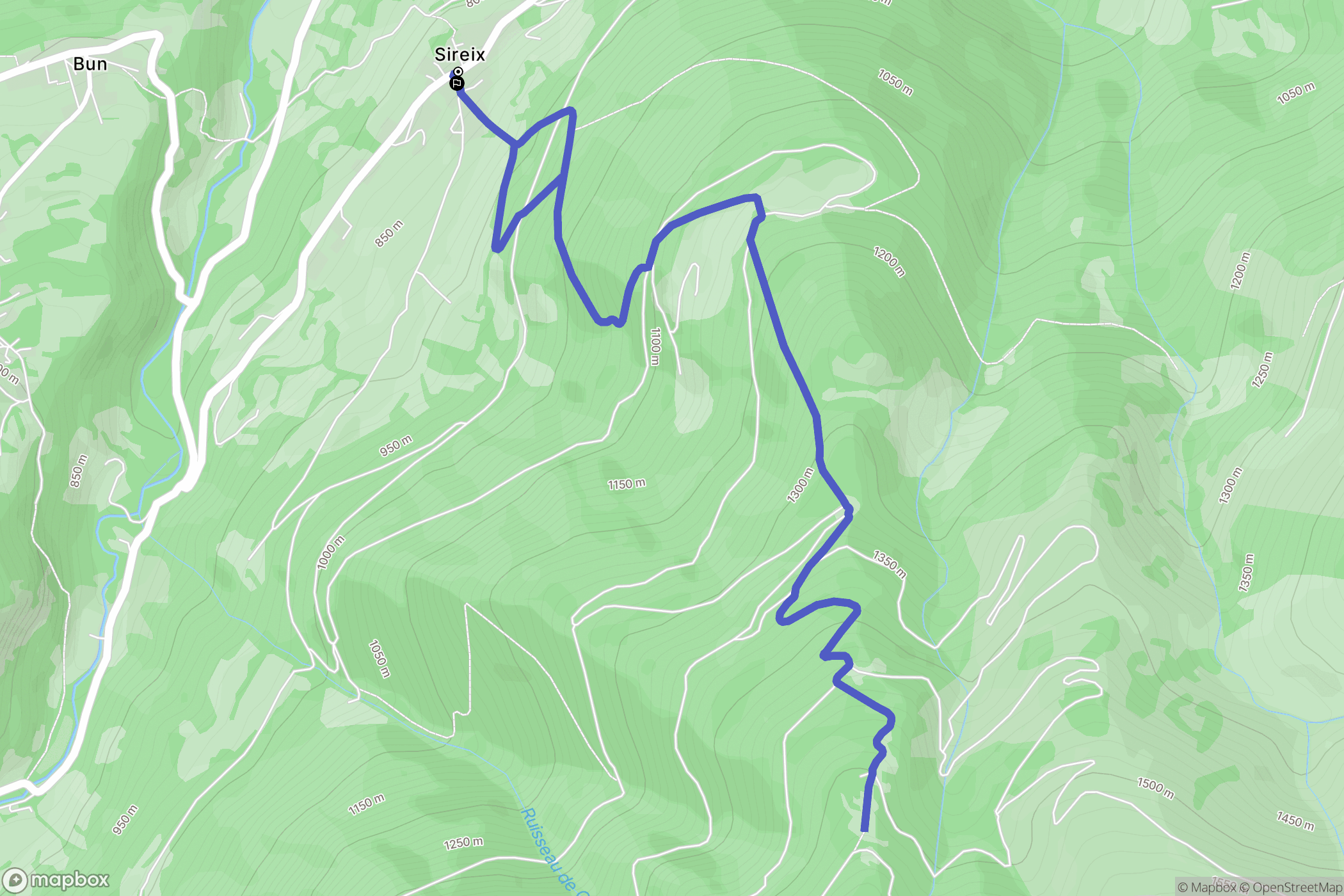 Sireix : carte du parcours de randonnée - France