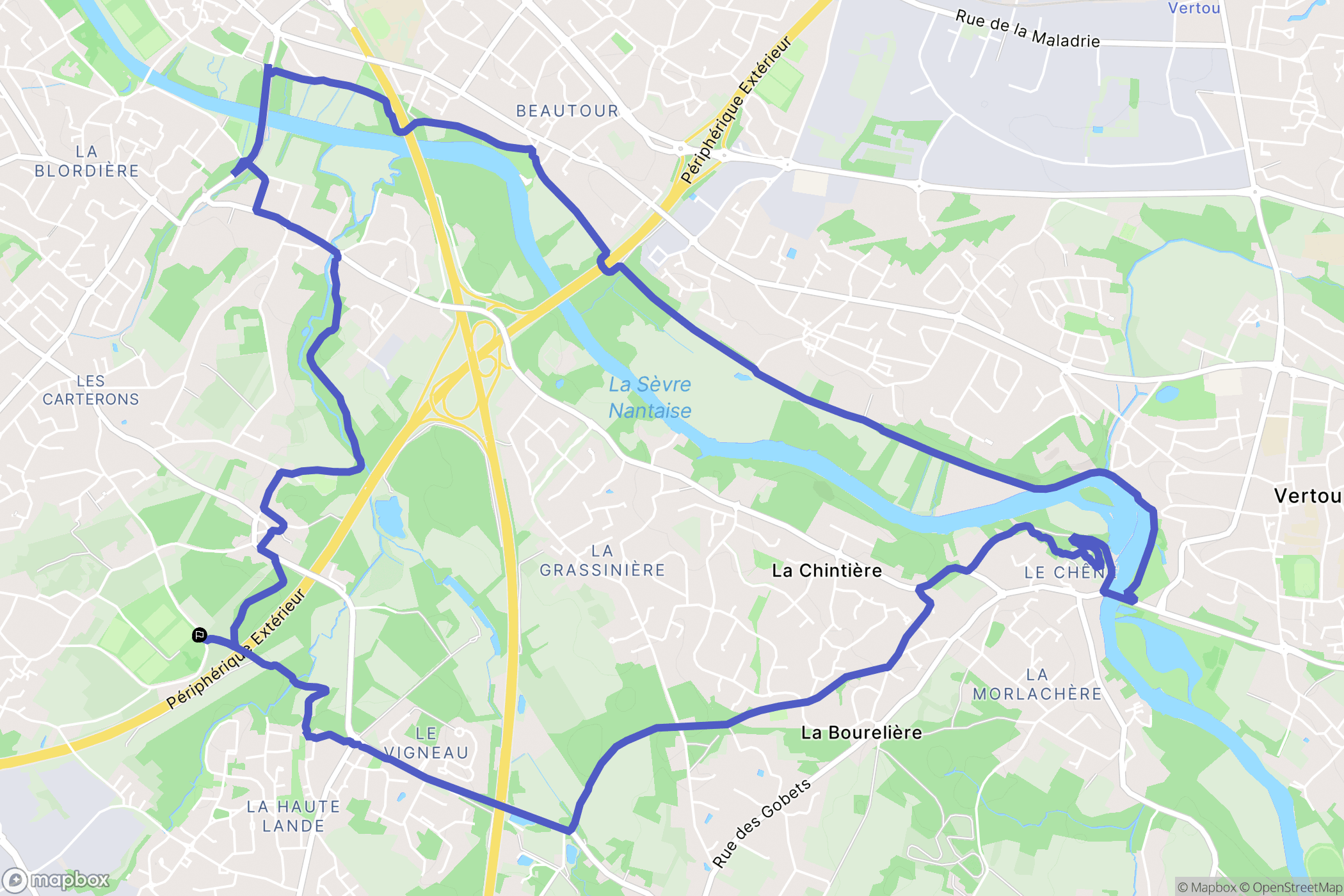 Rezé : carte du parcours de randonnée - France