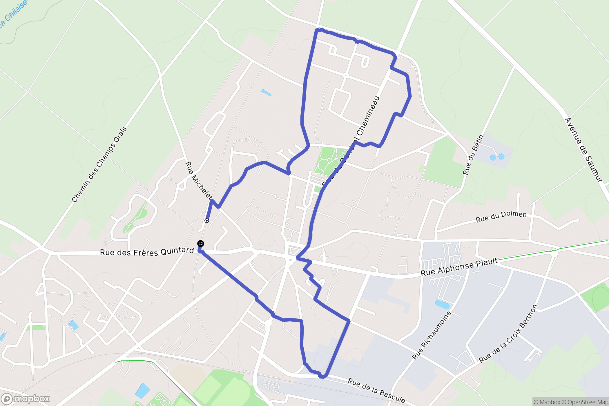 Neuville-de-Poitou : carte du parcours de randonnée - France