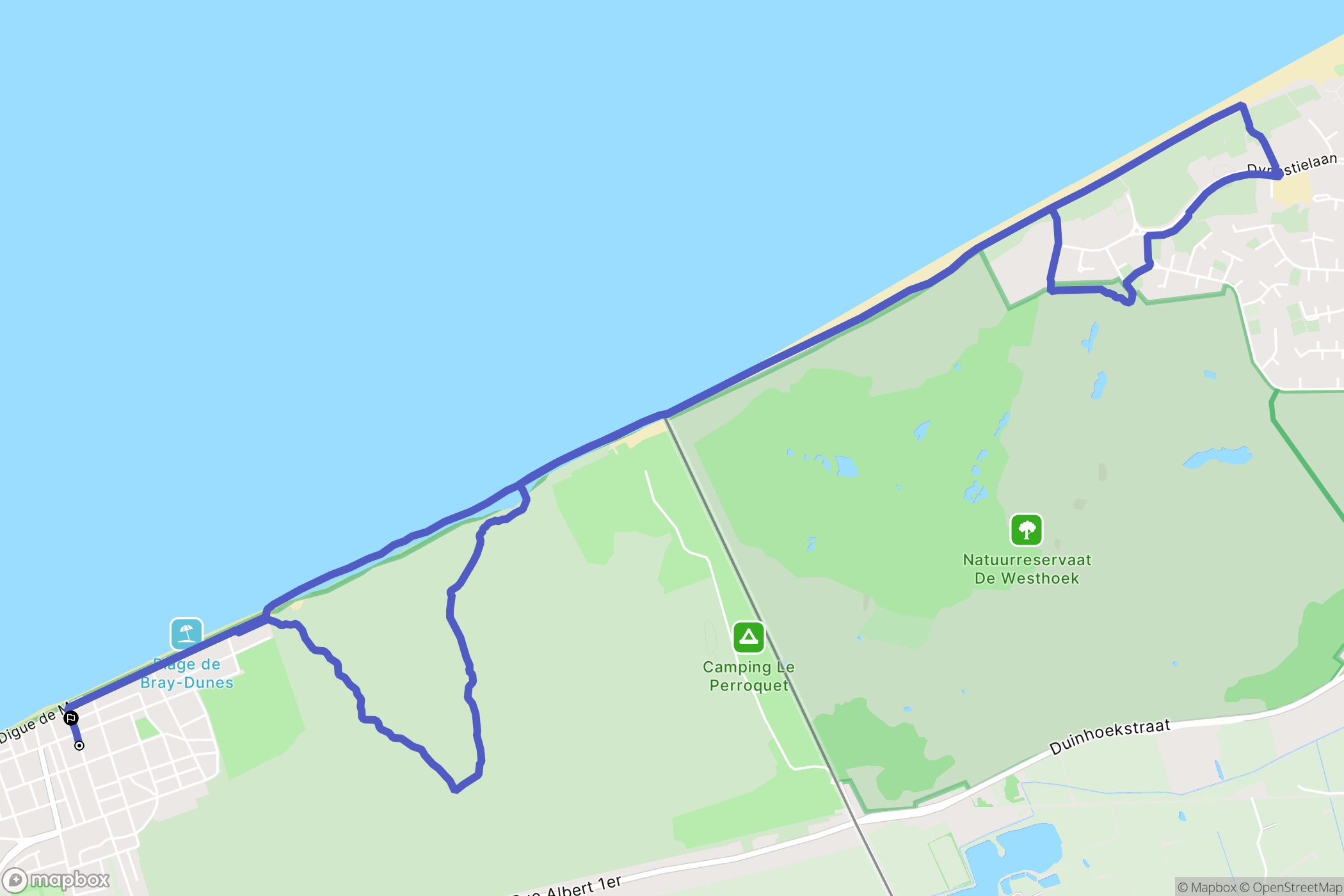 Bray-Dunes : carte du parcours de randonnée - France
