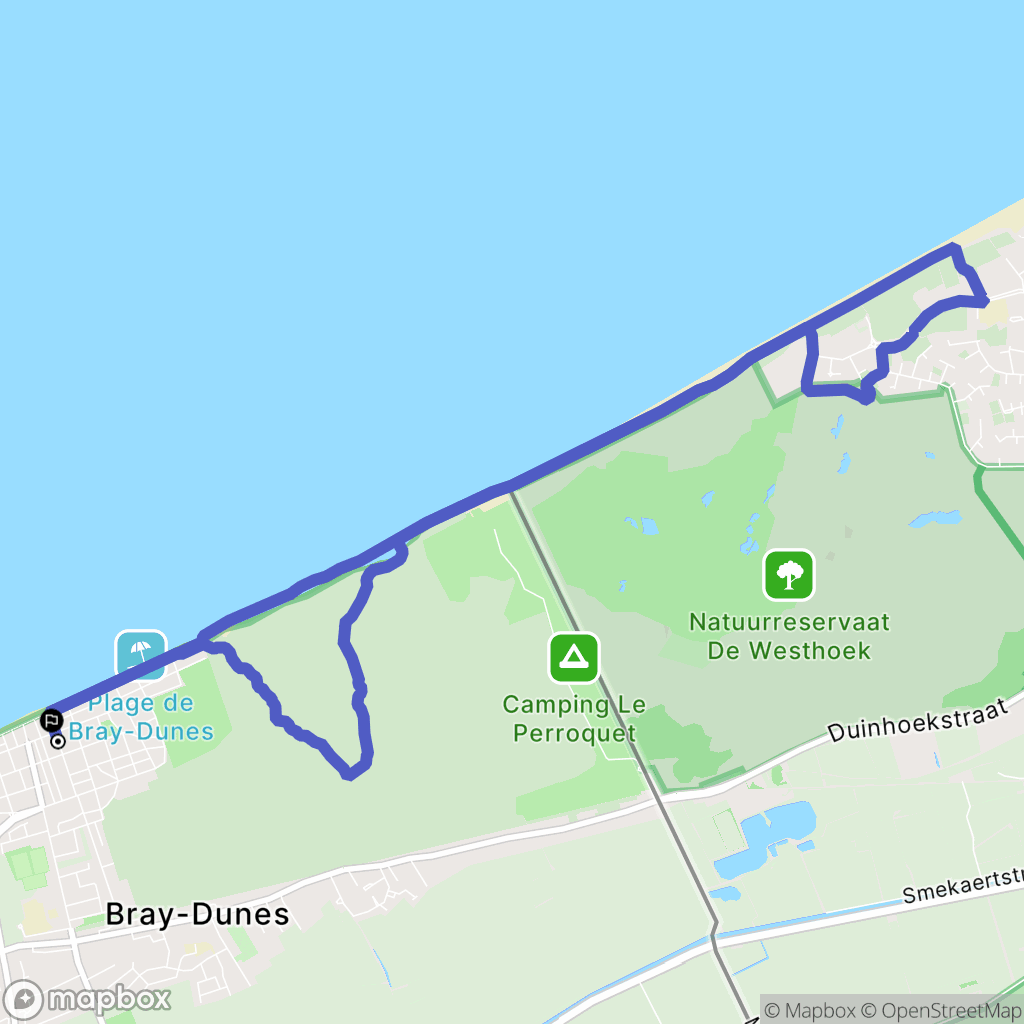 Bray-Dunes : carte du parcours de randonnée - France