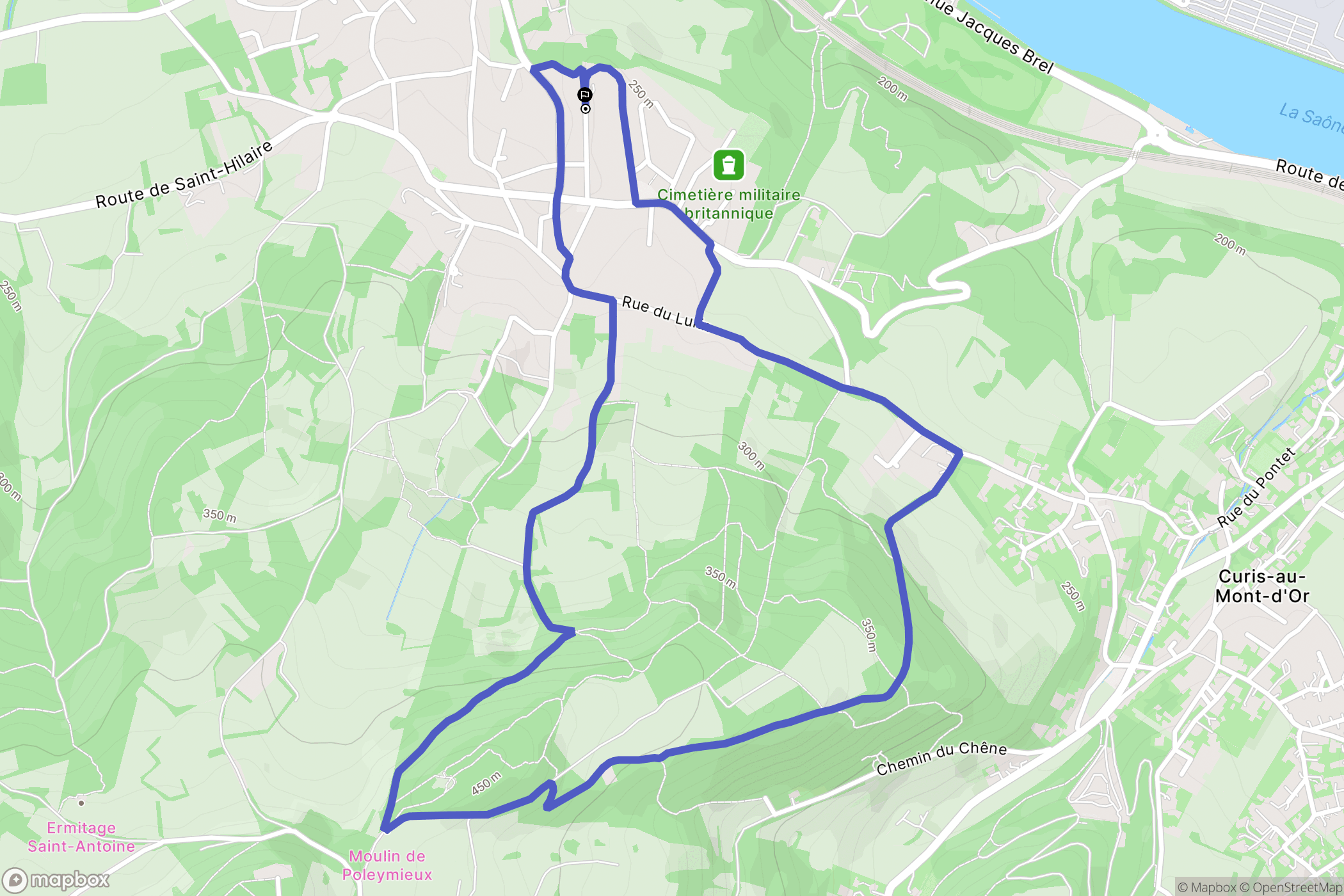 Saint-Germain-au-Mont-d'Or : carte du parcours de randonnée - France