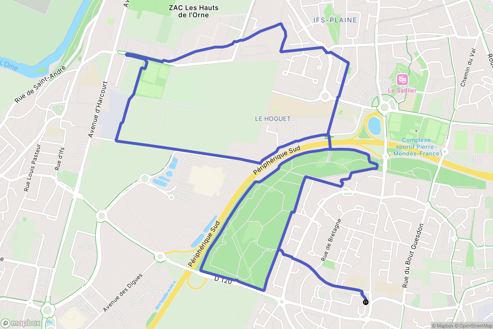Ifs : carte du parcours de randonnée - France