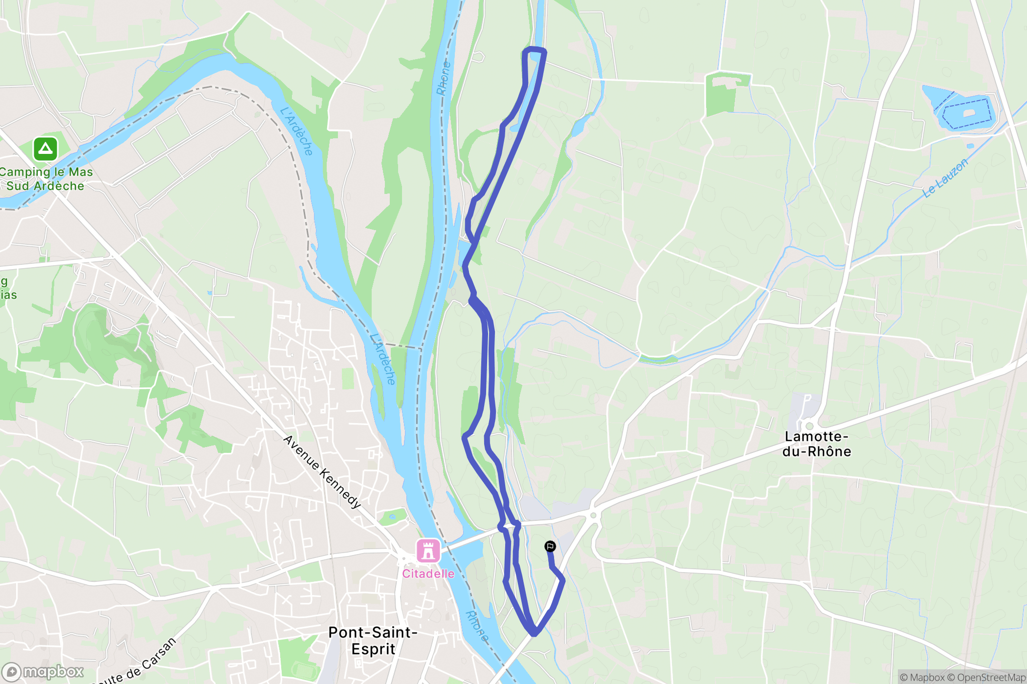 Mondragon : carte du parcours de randonnée - France