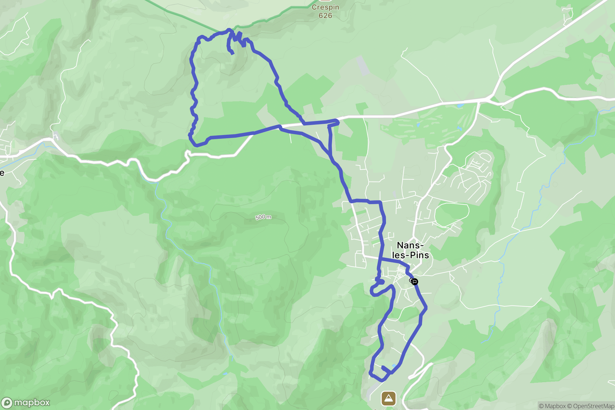 Nans-les-Pins : carte du parcours de randonnée - France