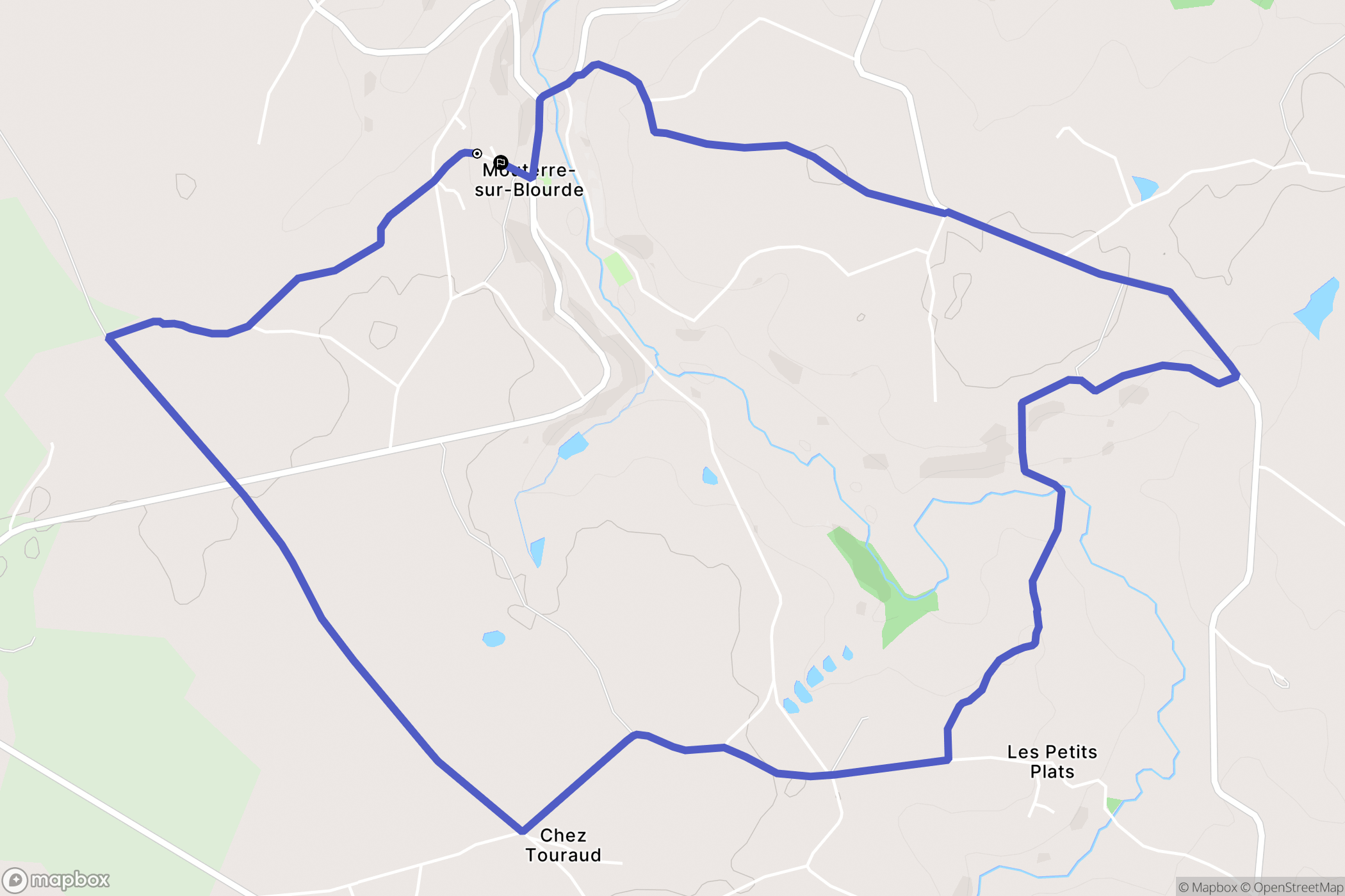 Mouterre-sur-Blourde : carte du parcours de randonnée - France