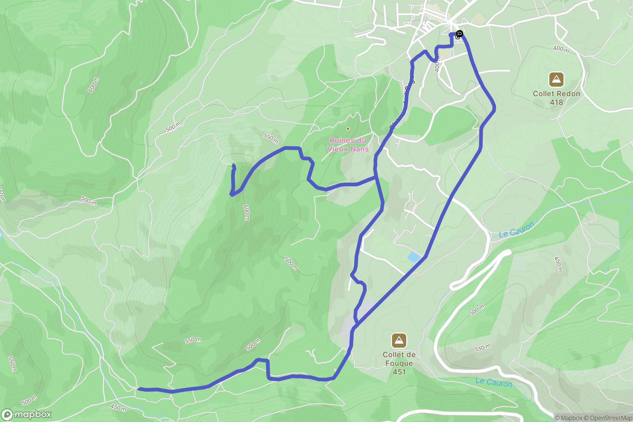 Nans-les-Pins : carte du parcours de randonnée - France