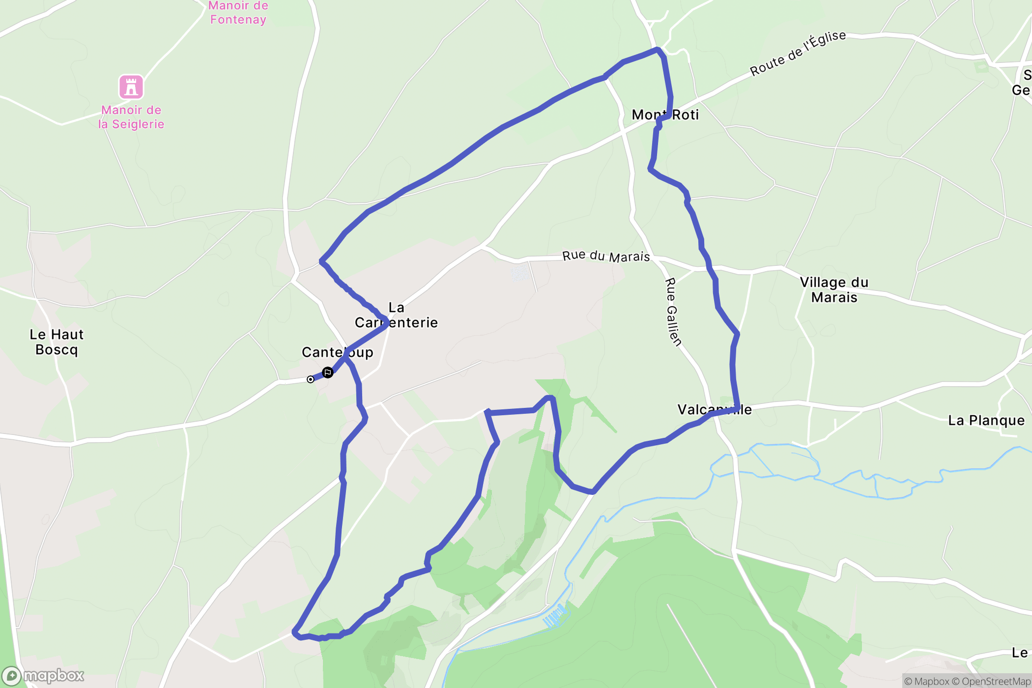 Canteloup : carte du parcours de randonnée - France