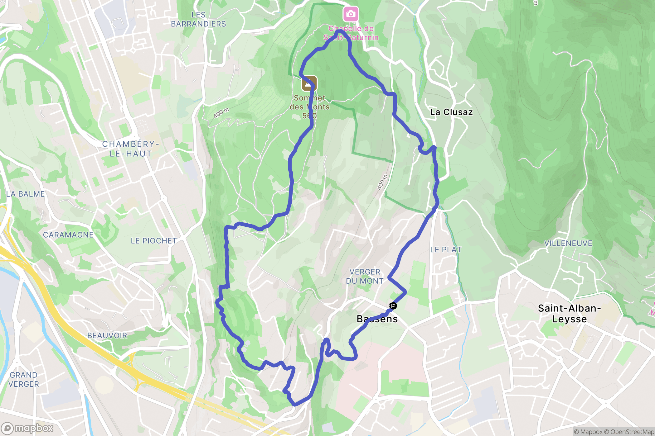 Bassens : carte du parcours de randonnée - France