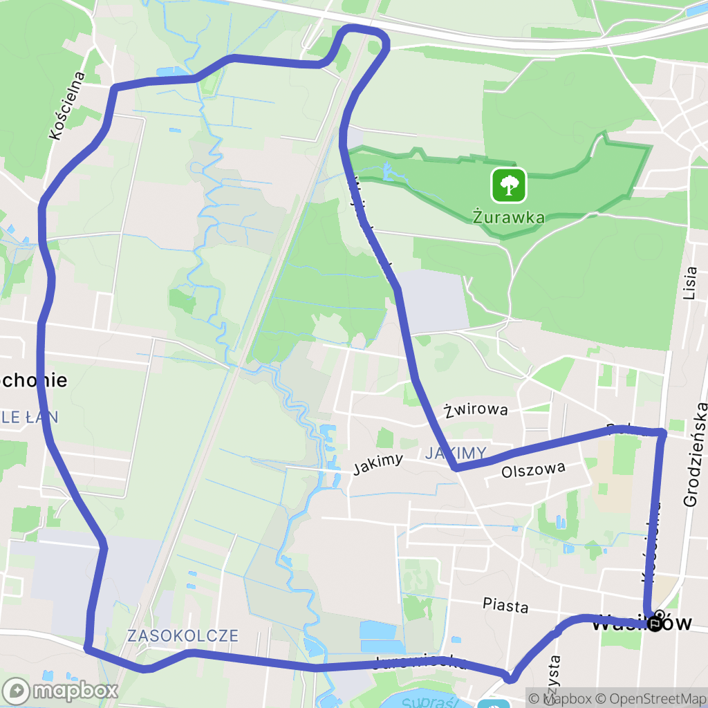 Wasilków: mapa trasy - Poland