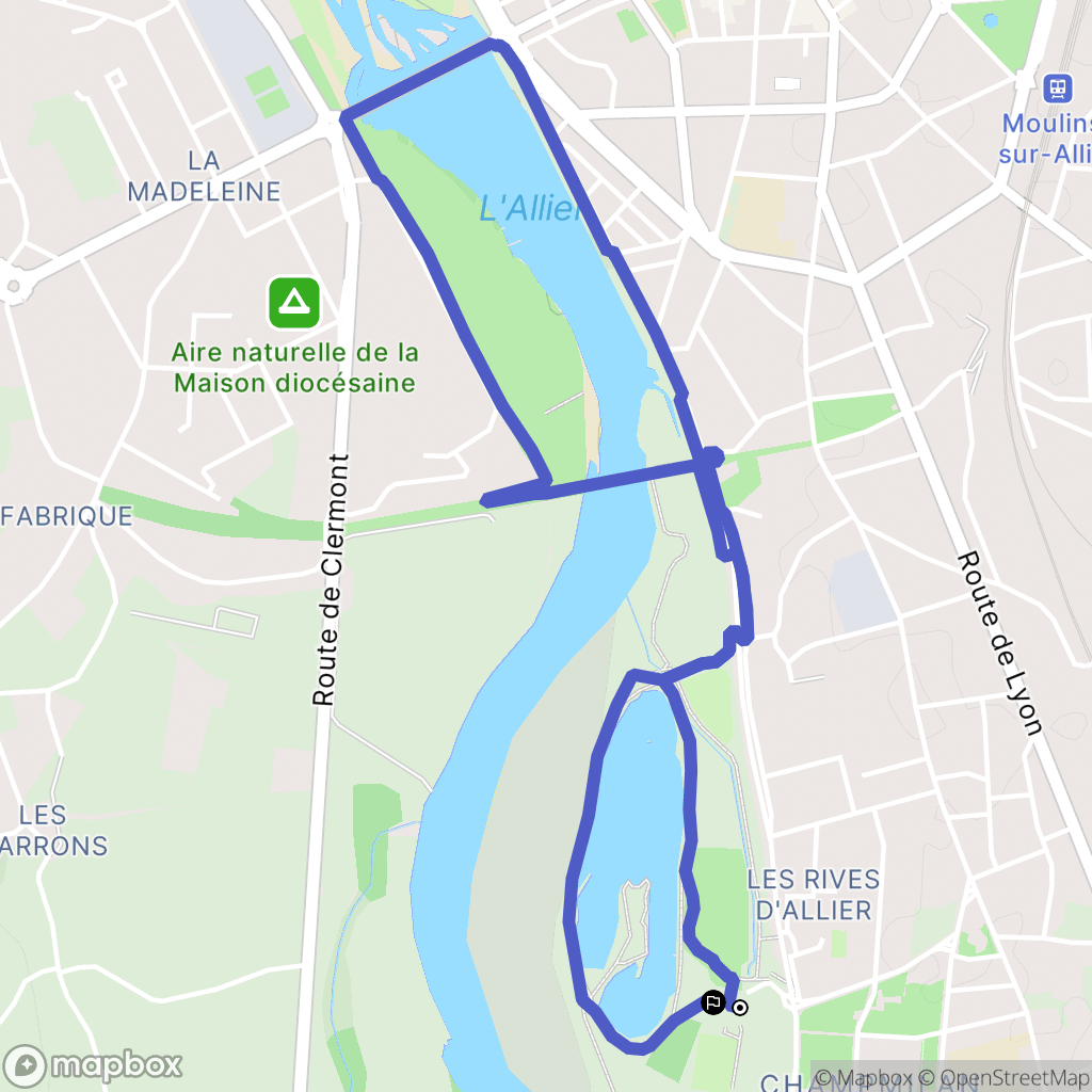 Moulins : carte du parcours de randonnée - France