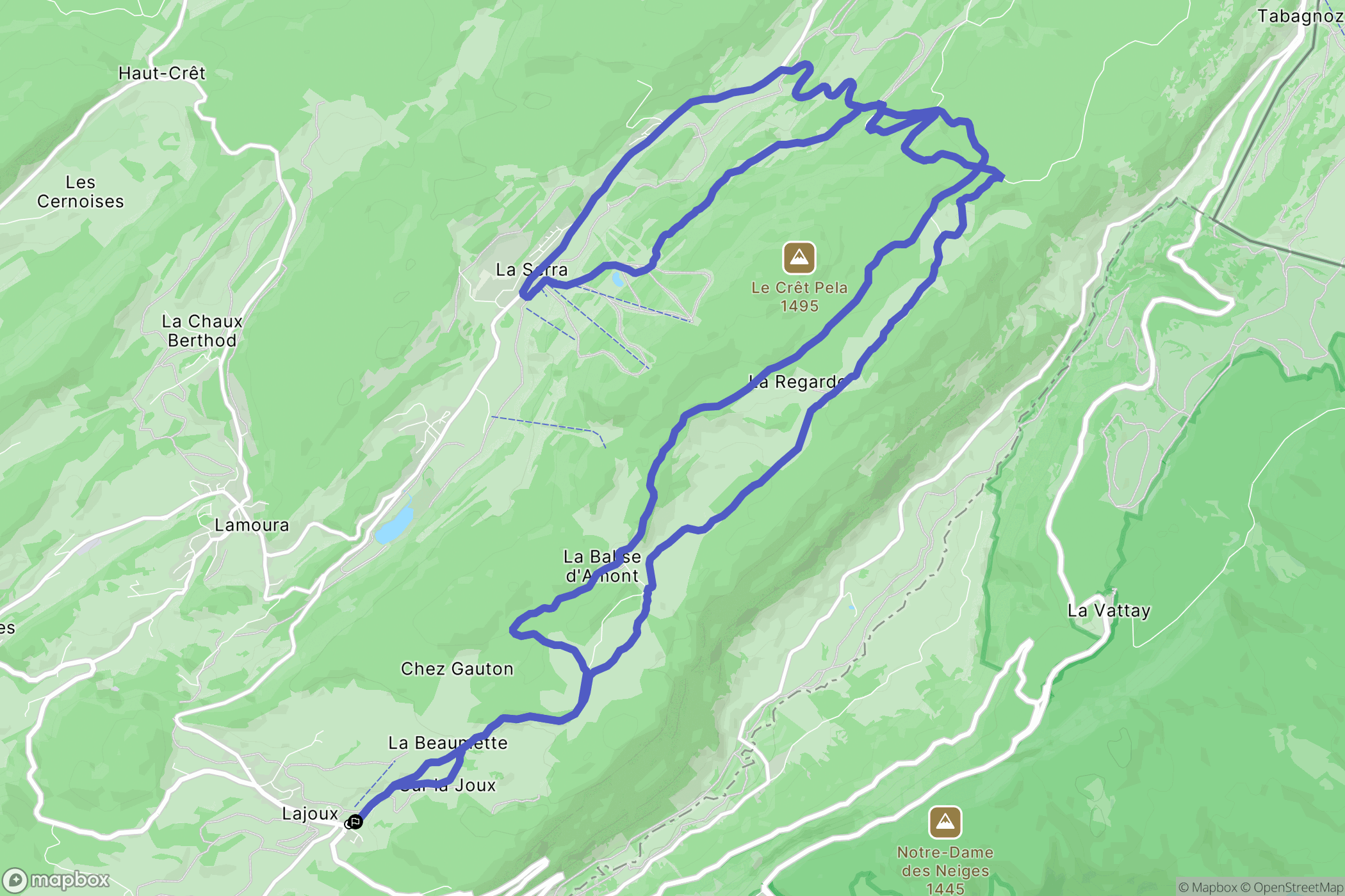 Lajoux : carte du parcours de randonnée - France