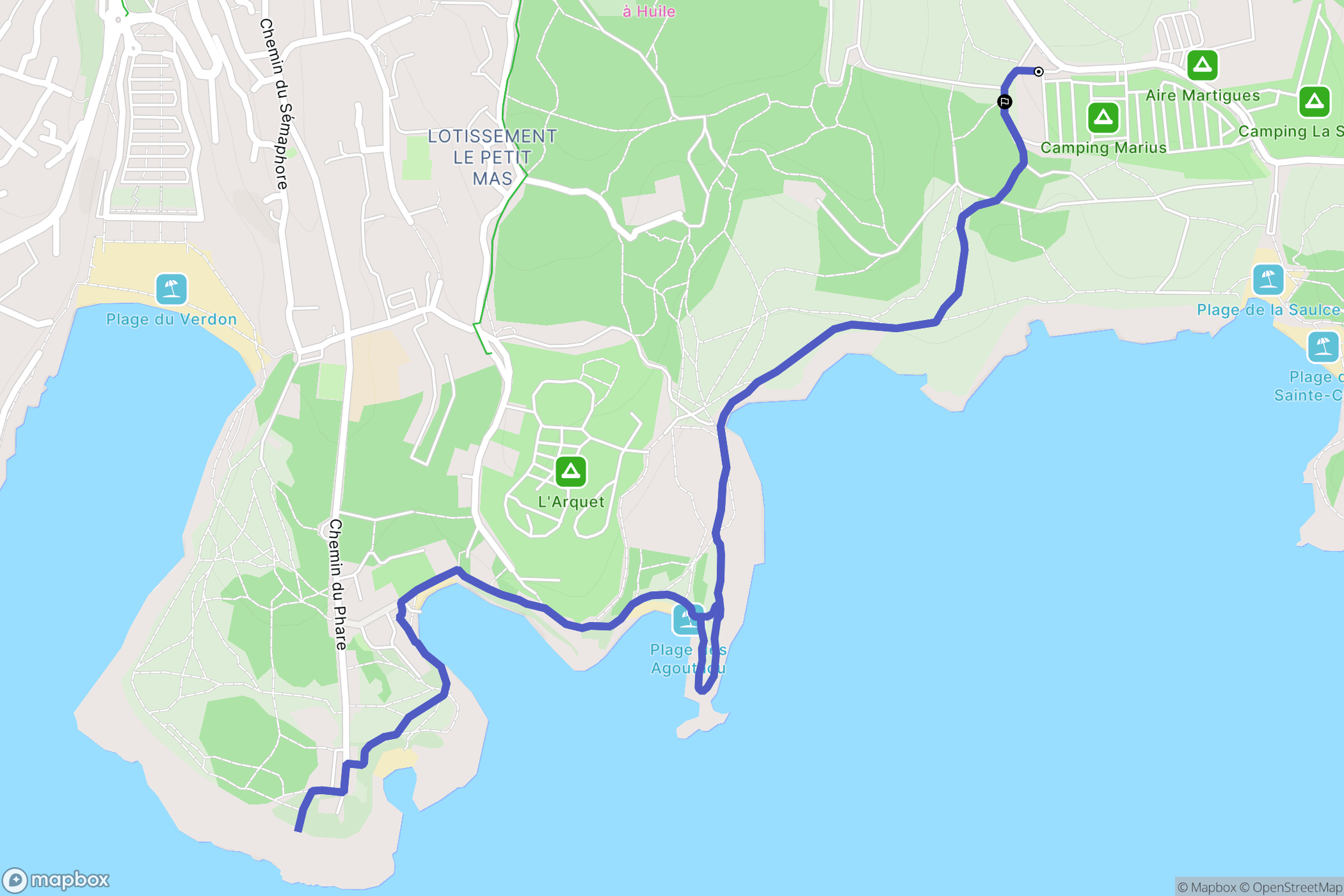 Martigues : carte du parcours de randonnée - France