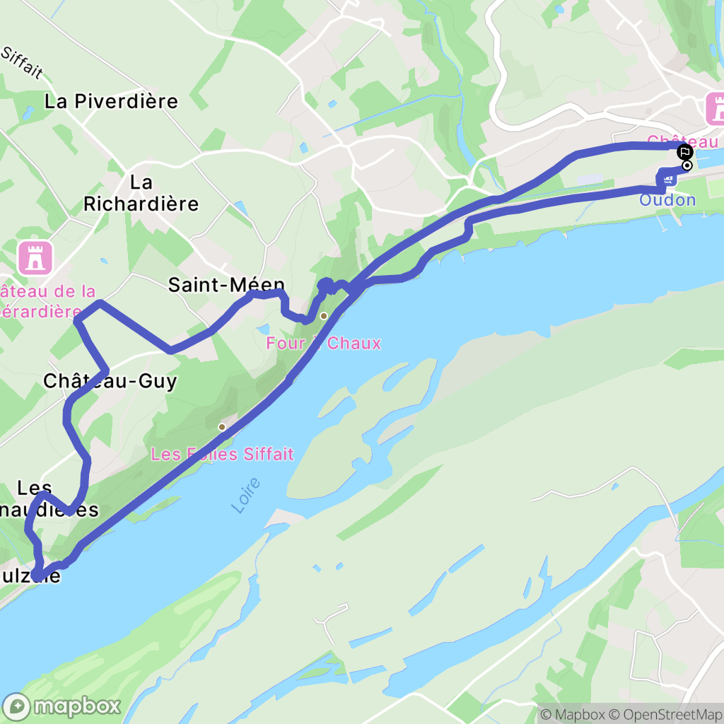Oudon : carte du parcours de randonnée - France
