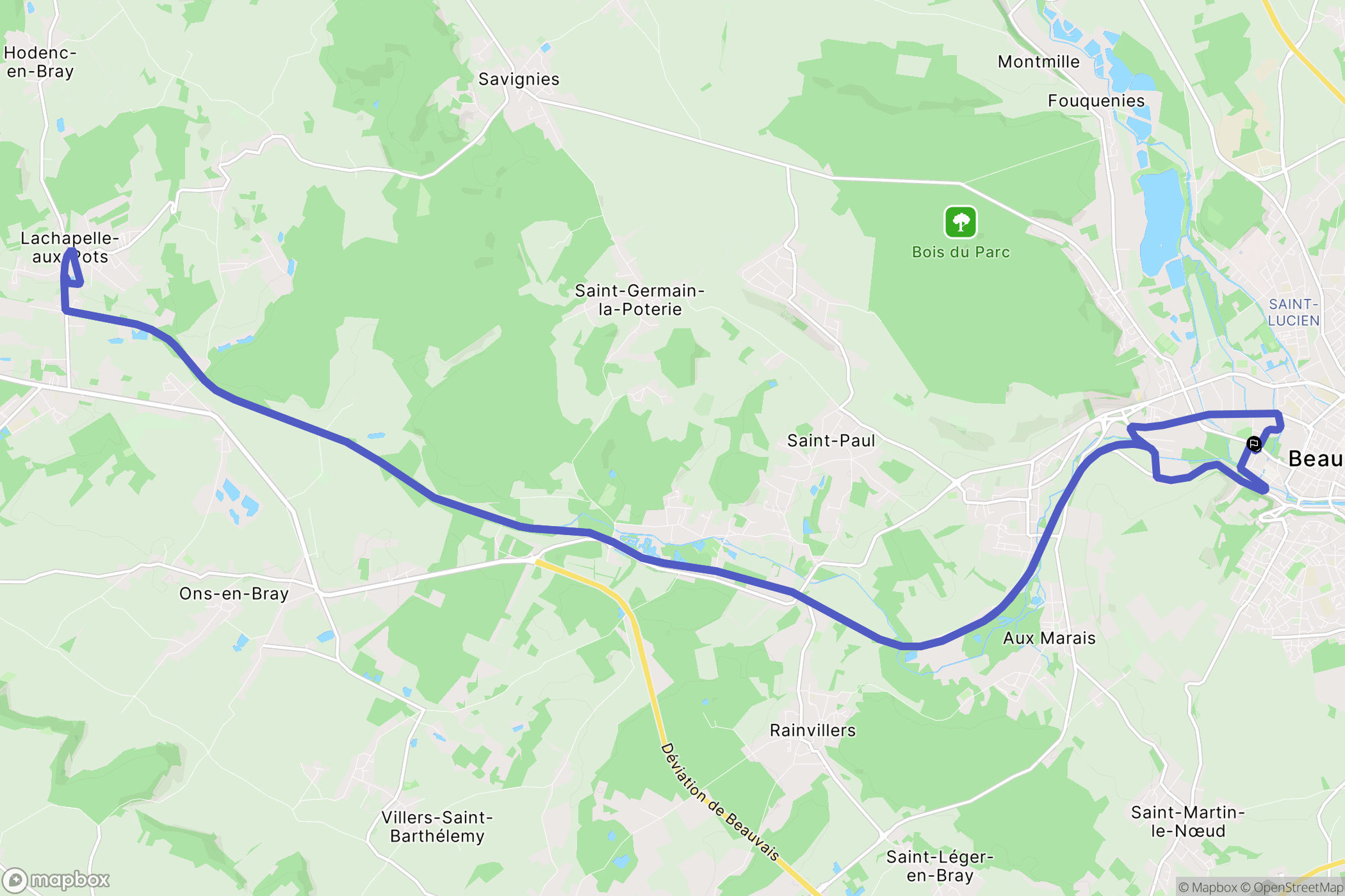Beauvais : carte du parcours de randonnée - France