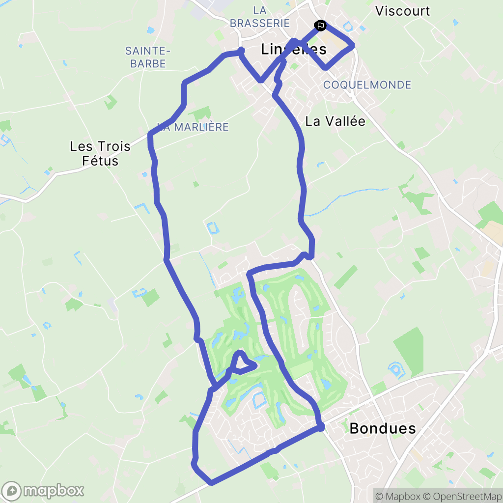 Linselles : carte du parcours de randonnée - France