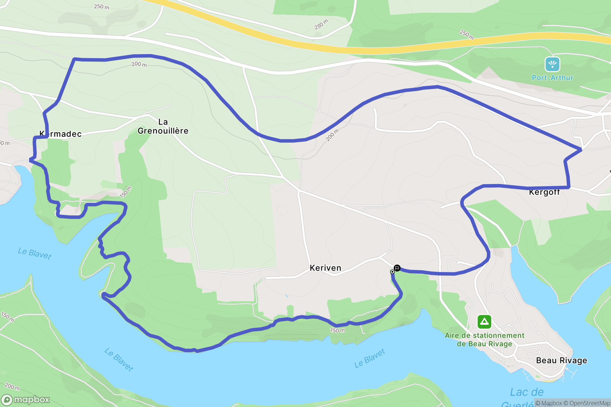 Caurel : carte du parcours de randonnée - France
