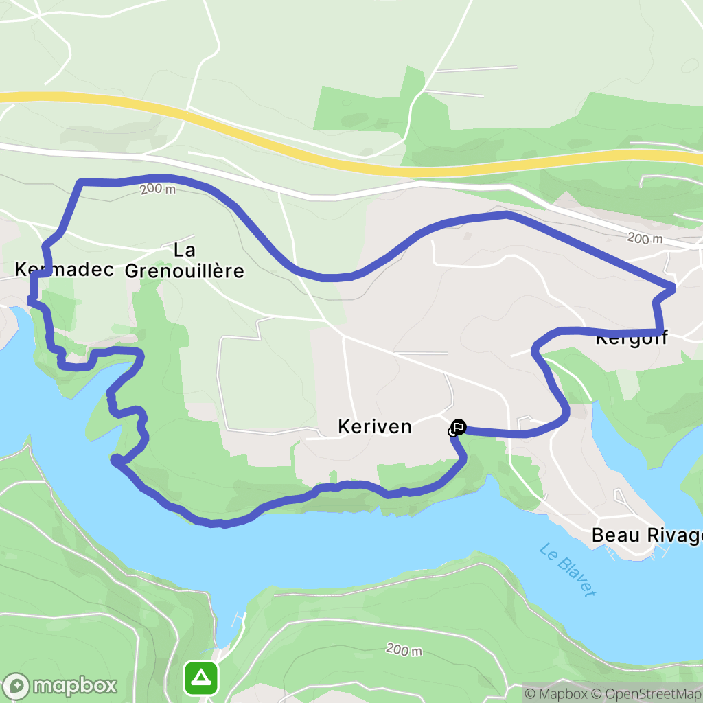 Caurel : carte du parcours de randonnée - France