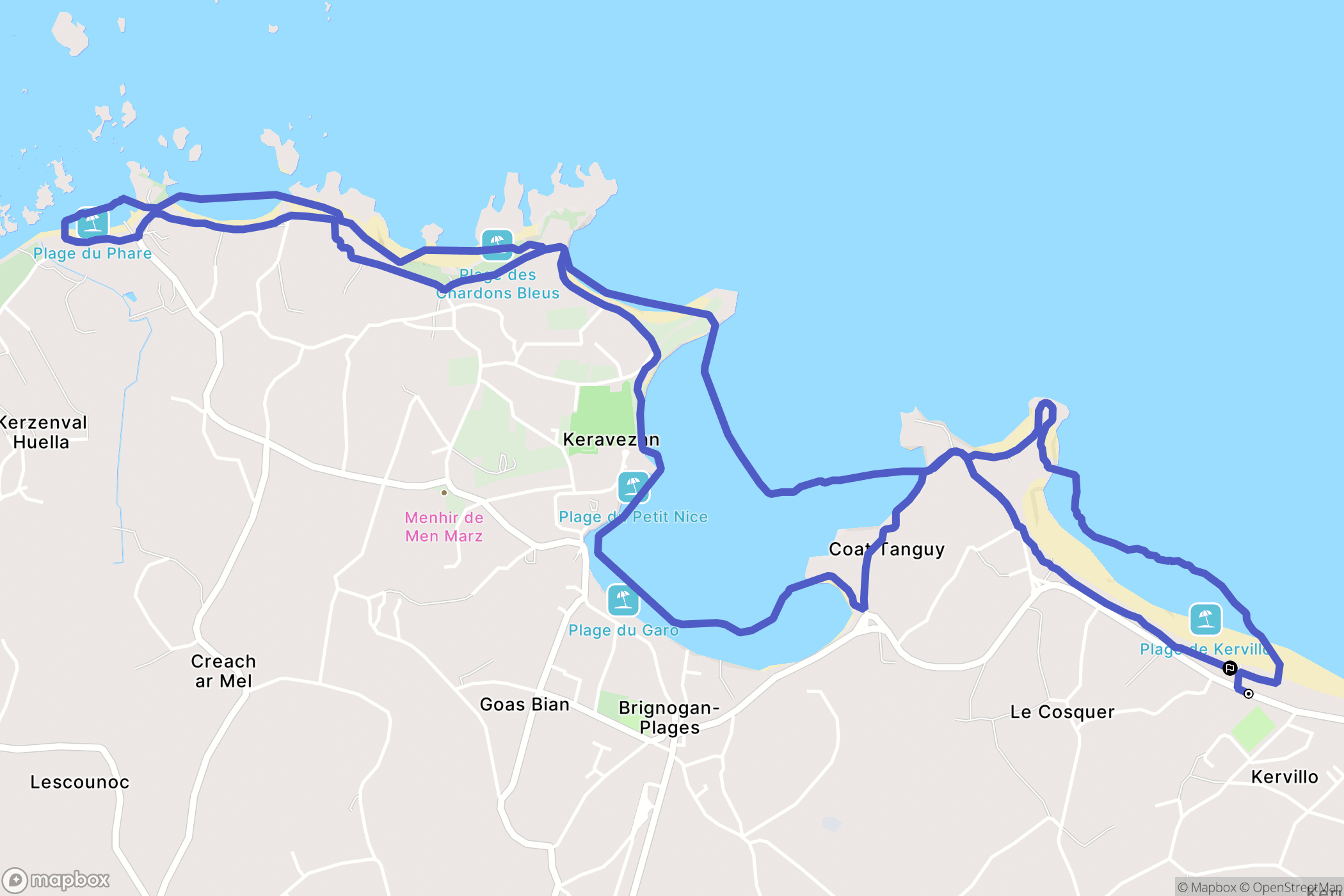 Plounéour-Brignogan-plages : carte du parcours de randonnée - France